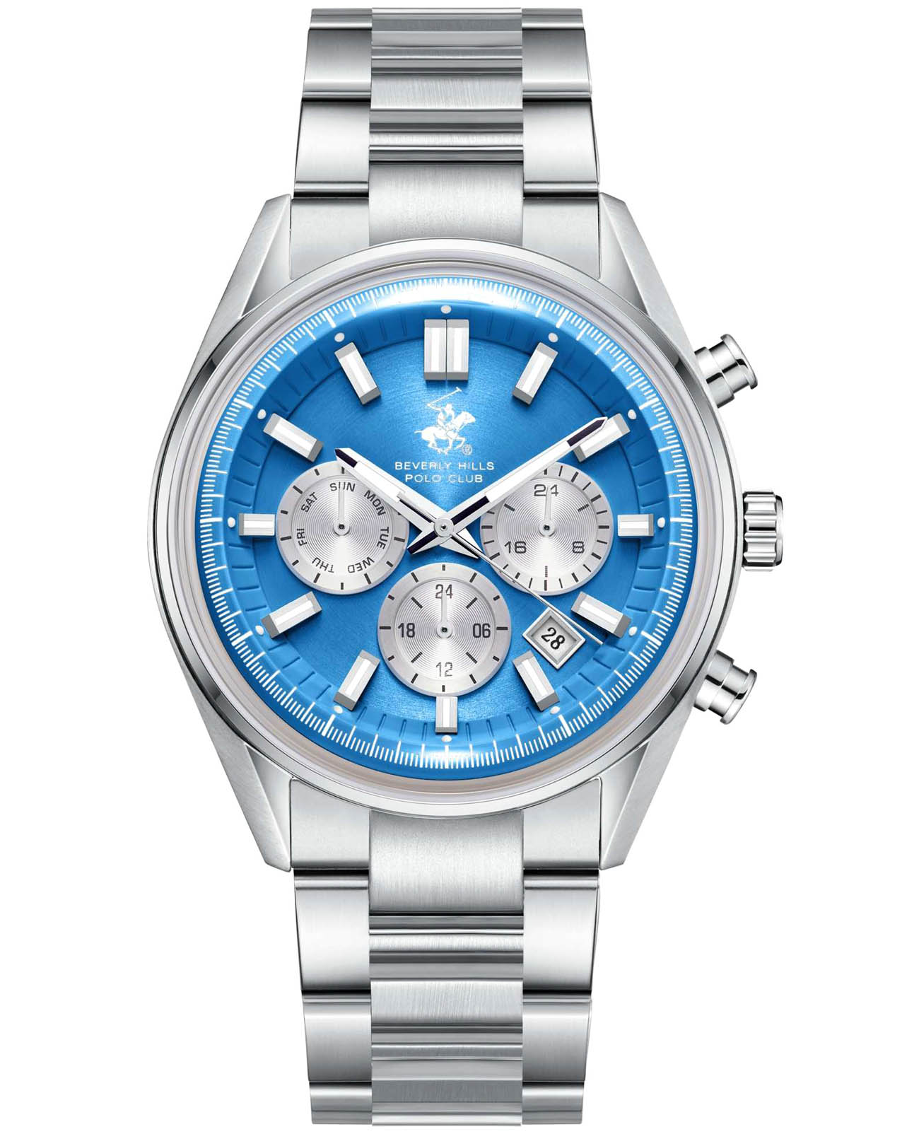 Beverly Hills Polo Club Beverly Hills Polo Club BP3781X.390  BP3781X.390 кварцевые мужские часы голубой циферблат, браслет нержавеющая сталь — вид спереди