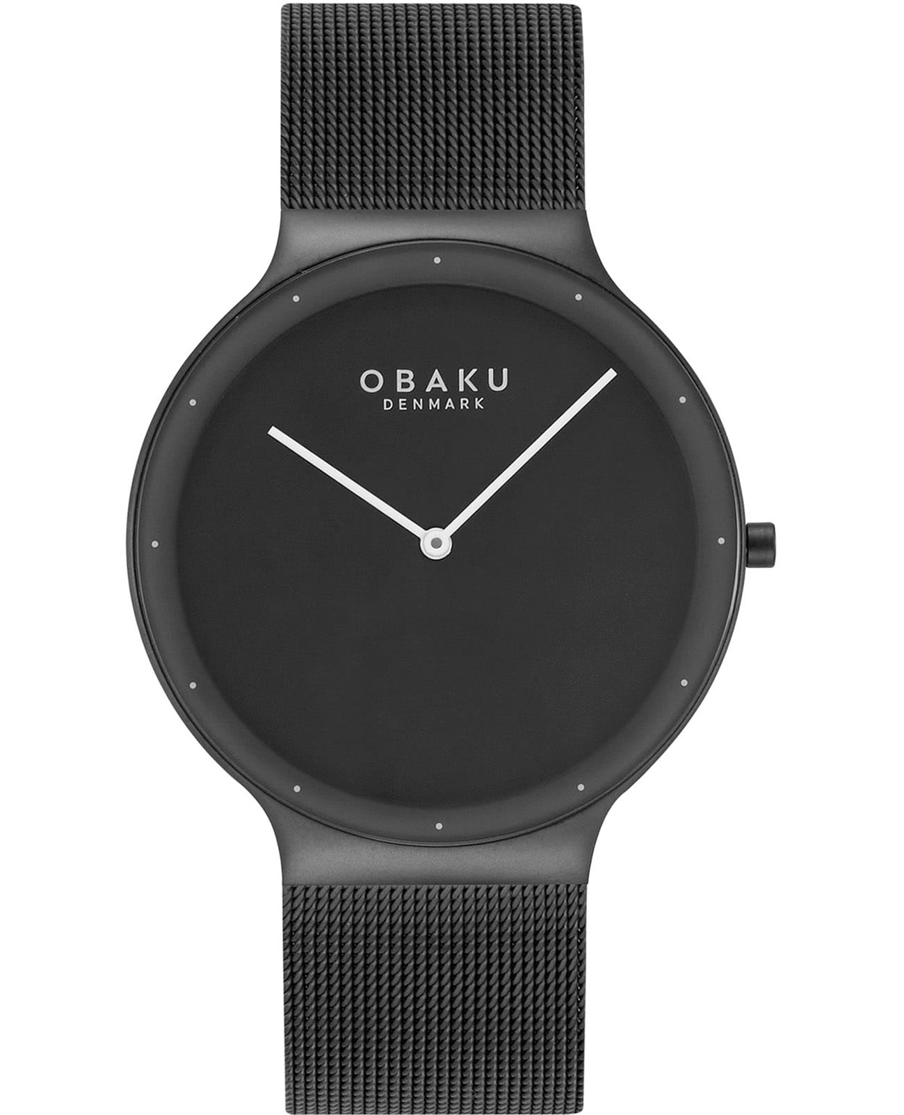 Obaku Obaku Ultra Slim V307GXBBMB  V307GXBBMB кварцевые мужские часы черный циферблат, браслет нержавеющая сталь с ip-покрытием — вид спереди