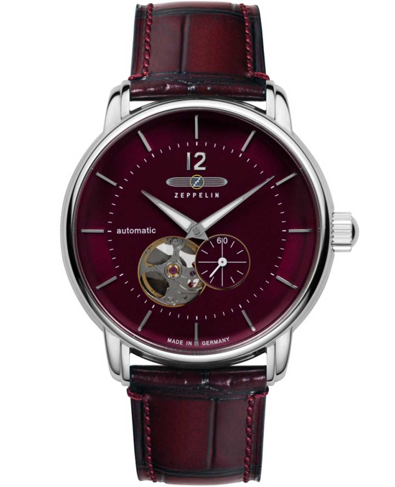Zeppelin Zeppelin LZ 120 Bodensee 81665  81665 механические мужские часы красный циферблат, браслет кожаный — вид спереди