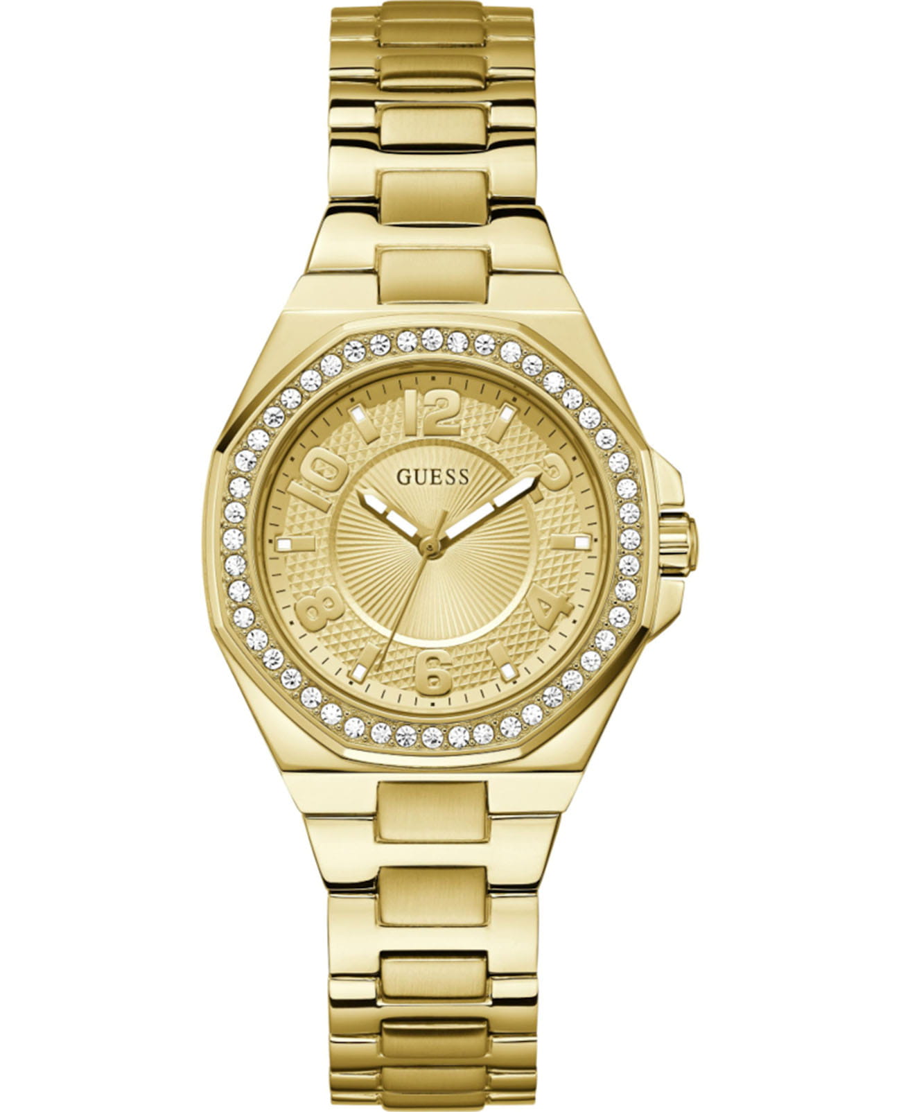 Guess Guess Sport Contessa GW0877L2  GW0877L2 кварцевые женские часы золотой циферблат, браслет нержавеющая сталь с ip-покрытием — вид спереди