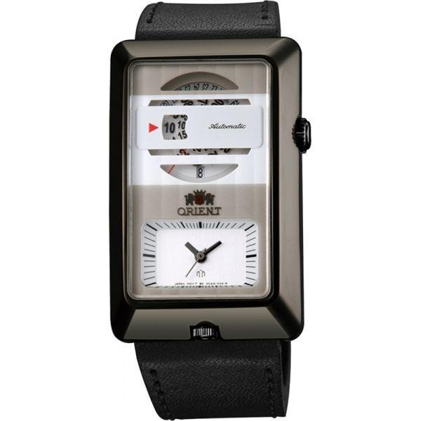 Orient Orient XCAA001W (FXCAA001W)  FXCAA001W механические мужские часы черный циферблат, браслет кожа + текстиль — вид спереди