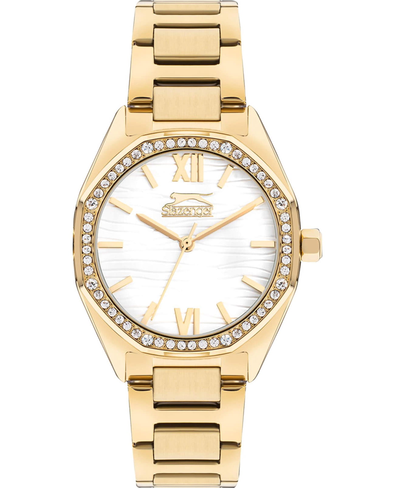 Slazenger Slazenger SL.09.2301.3.08  SL.09.2301.3.08 кварцевые женские часы белый циферблат, браслет суперметалл с ip покрытием — вид спереди