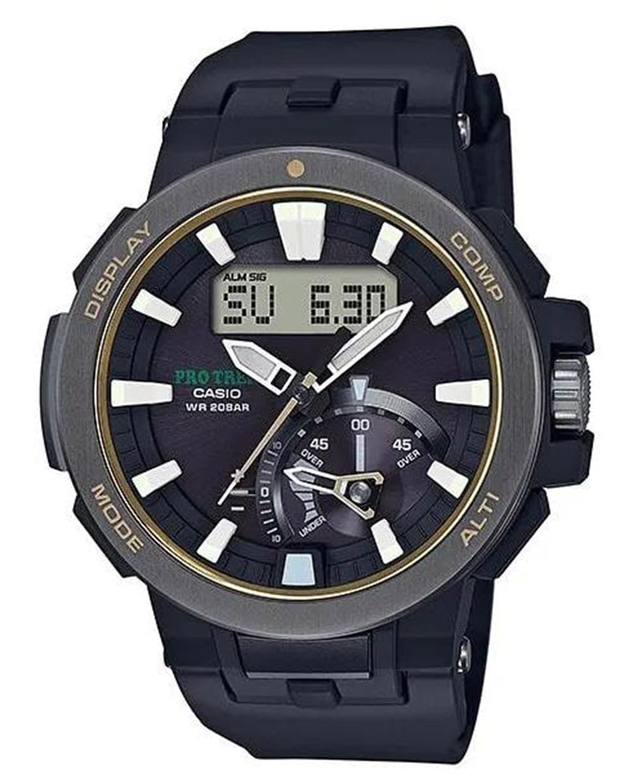 Casio Casio Pro Trek PRW-7000-1B PRW PRW-7000-1B кварцевые мужские часы черный циферблат, браслет полимер — вид спереди