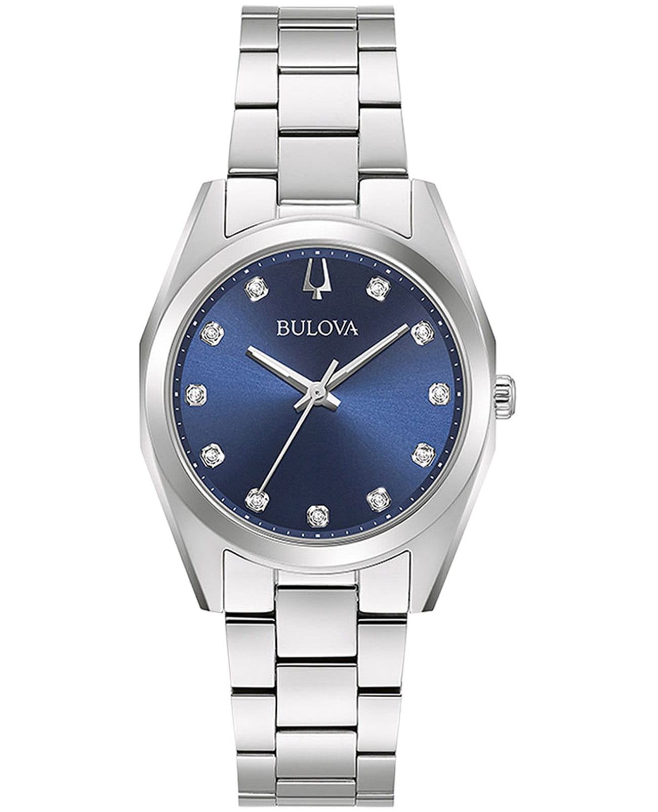 Bulova Bulova Surveyor 96P229  96P229 кварцевые женские часы синий циферблат, браслет нержавеющая сталь — вид спереди