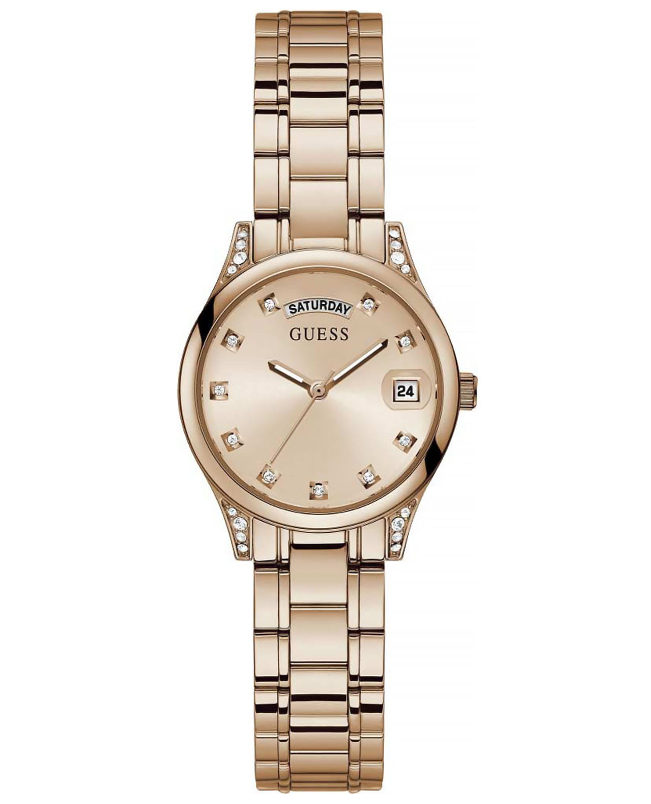 Guess Guess Mini Aura GW0385L3  GW0385L3 кварцевые женские часы золотой циферблат, браслет нержавеющая сталь с pvd-покрытием — вид спереди