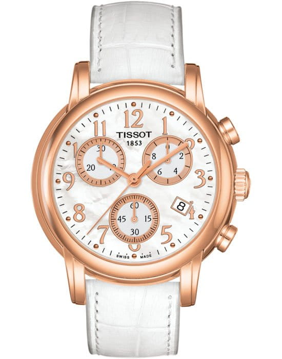 Tissot Tissot Dressport T050.217.36.112.00 Dressport T0502173611200 кварцевые женские часы перламутровый циферблат, браслет кожаный — вид спереди