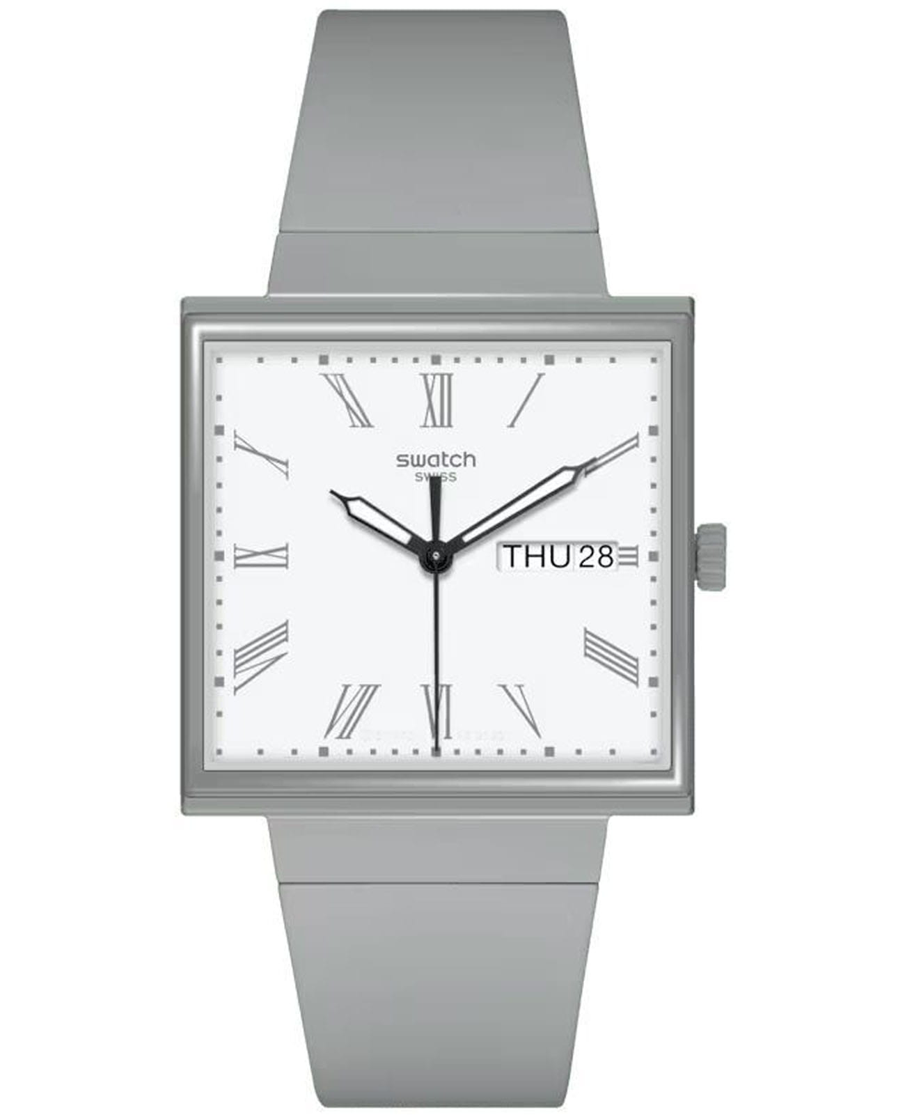 Swatch Swatch Square Bioceramic Standard SO34M700  SO34M700 кварцевые женские часы белый циферблат, браслет биоматериал — вид спереди