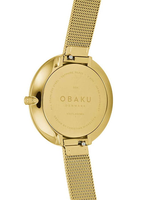 Obaku Obaku V227LXGIMG,  дания женские часы на браслете сталь с ip покрытием боковой вид