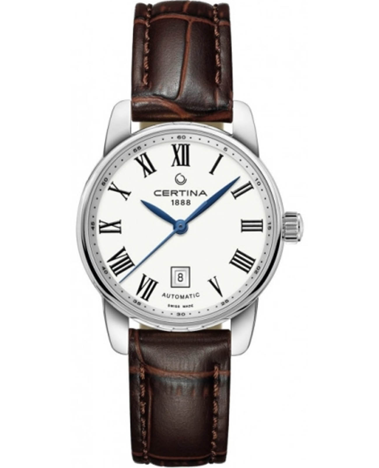 Certina Certina DS Podium C001.007.16.013.00  C0010071601300 механические женские часы белый циферблат, браслет кожаный — вид спереди