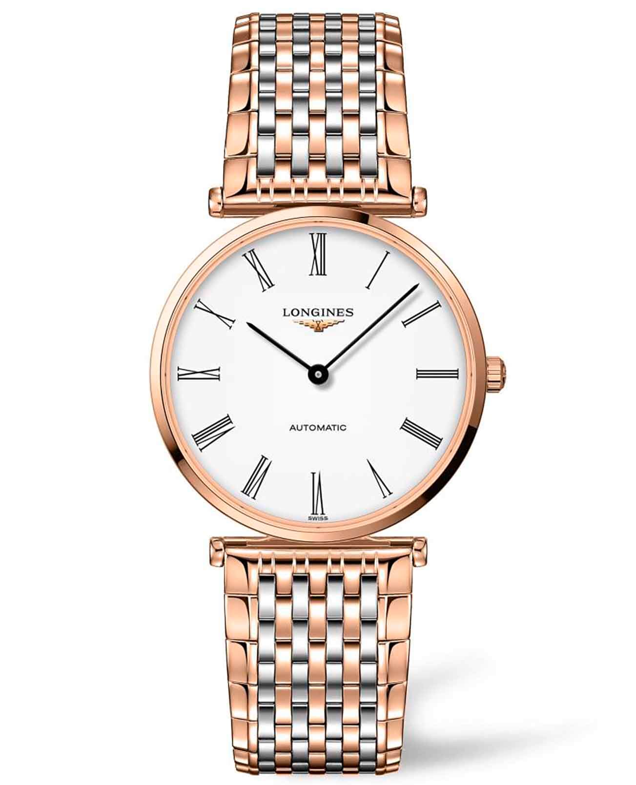 Longines Longines La Grande Classique L4.908.1.91.7  L49081917 механические женские часы белый циферблат, браслет сталь c pvd покрытием — вид спереди