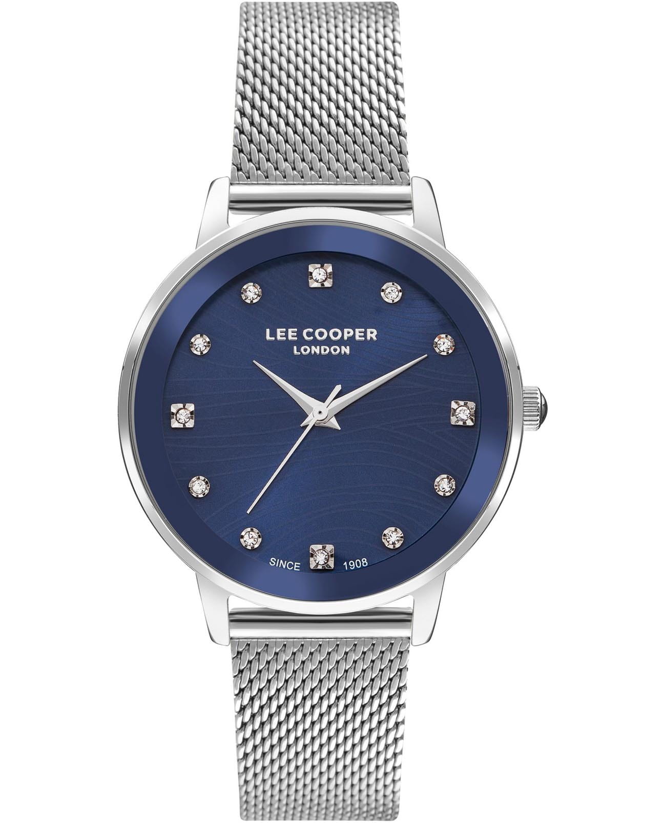 Lee Cooper Lee Cooper LC07875.390  LC07875.390 кварцевые женские часы синий циферблат, браслет нержавеющая сталь — вид спереди