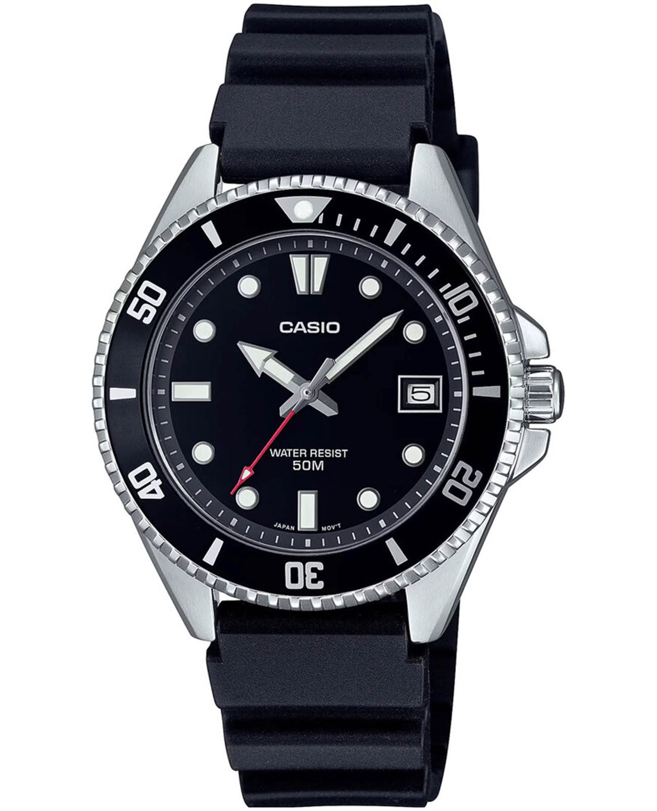 Casio Casio Collection MDV-10-1A1VDF (MDV-10-1A1)  MDV-10-1A1 кварцевые мужские часы черный циферблат, браслет резина — вид спереди