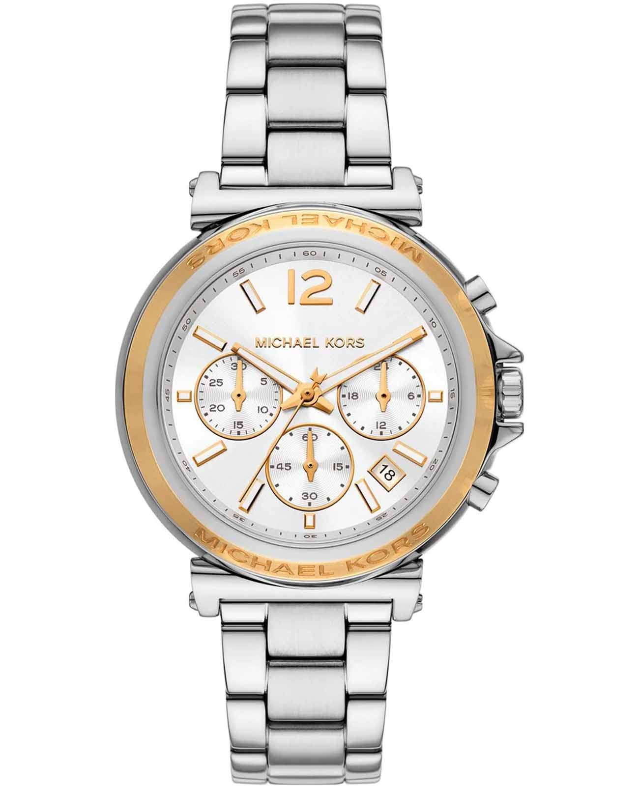 Michael Kors Michael Kors Maren MK7495  MK7495 кварцевые женские часы белый циферблат, браслет нержавеющая сталь — вид спереди