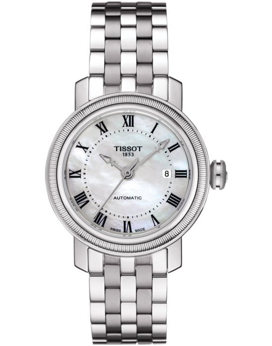 Tissot Tissot Bridgeport Automatic Lady T097.007.11.113.00 Bridgeport T0970071111300 механические женские часы белый циферблат, браслет  — вид спереди