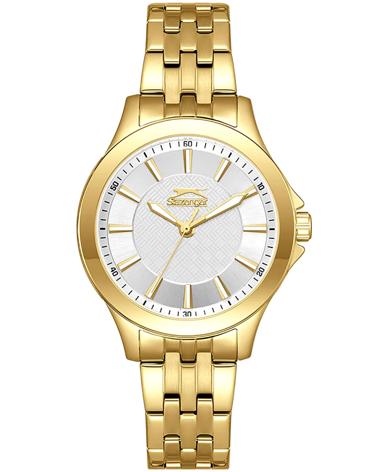 Slazenger Slazenger SL.09.2349.3.06  SL.09.2349.3.06 кварцевые женские часы серебристый циферблат, браслет суперметалл с ip покрытием — вид спереди