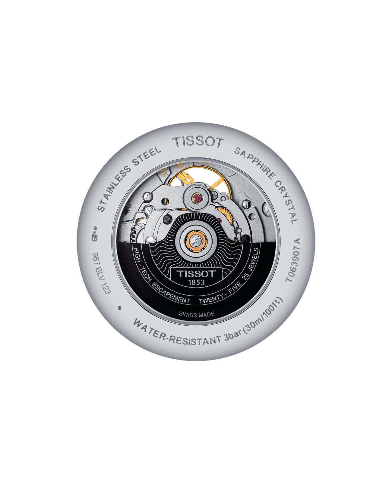 Tissot Tissot Tradition Powermatic 80 Open Heart T063.907.22.038.00, t-classic швейцария мужские часы на браслете сталь c pvd покрытием боковой вид