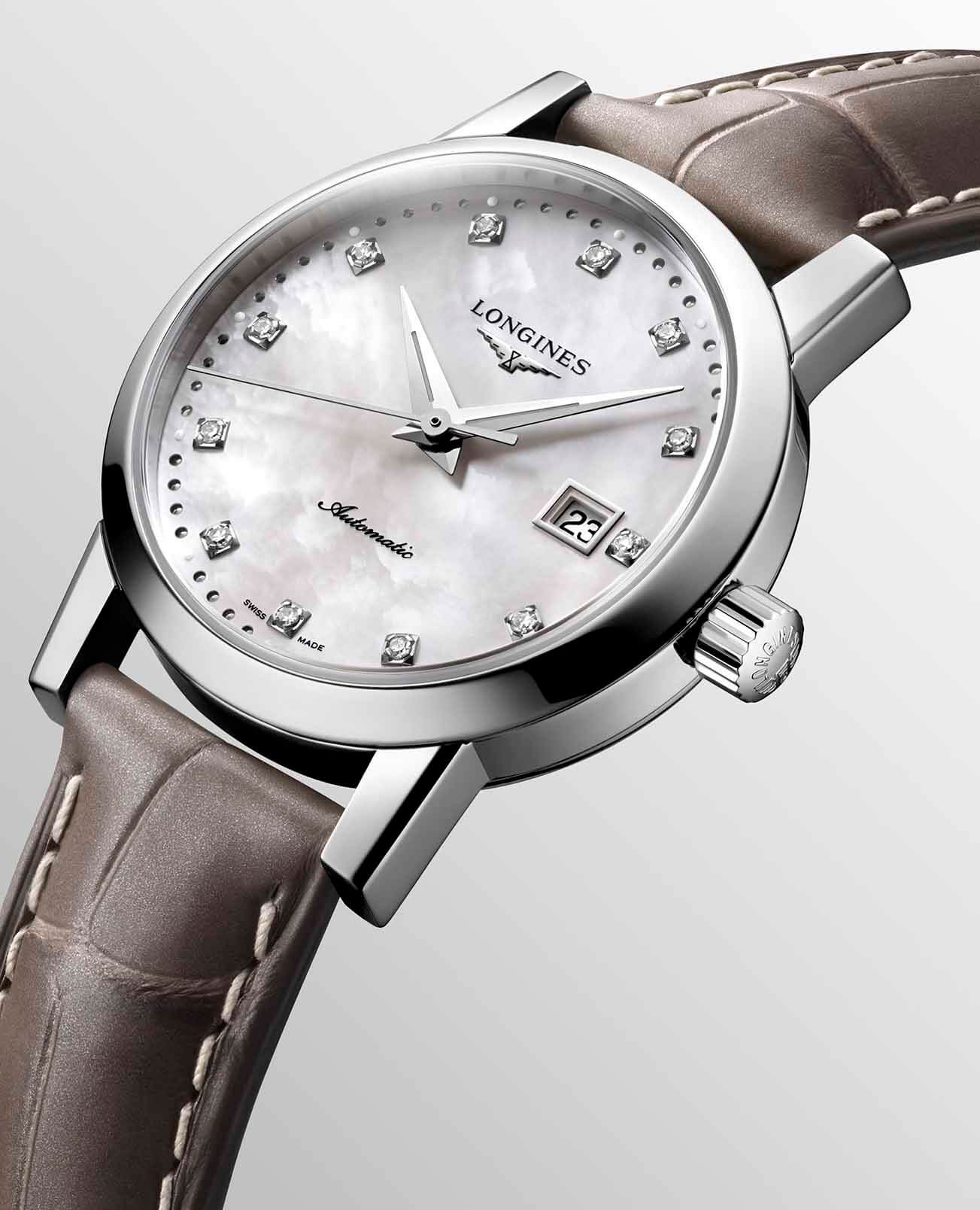 Longines Longines 1832 L4.325.4.87.2, 1832 швейцария женские часы на браслете кожаный боковой вид