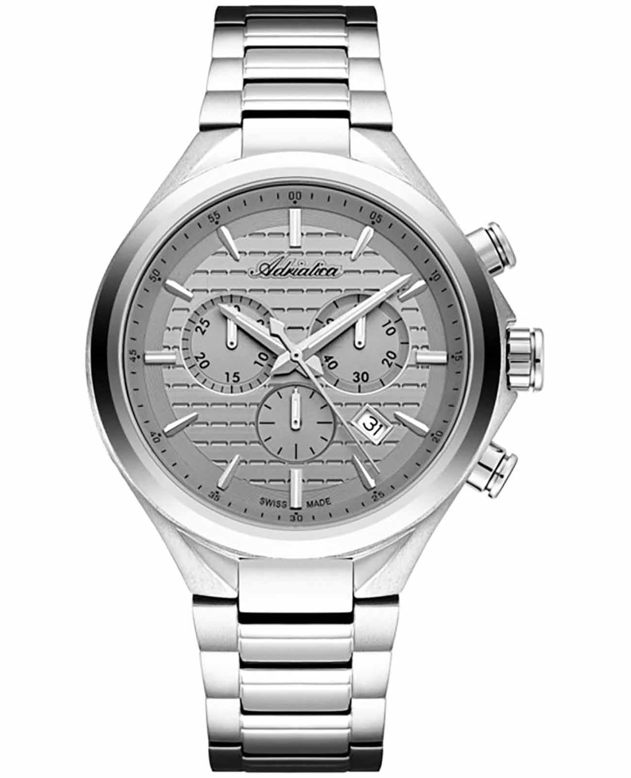 Adriatica Adriatica Passion A8334.5117CH  A8334.5117CH кварцевые мужские часы серый циферблат, браслет нержавеющая сталь — вид спереди