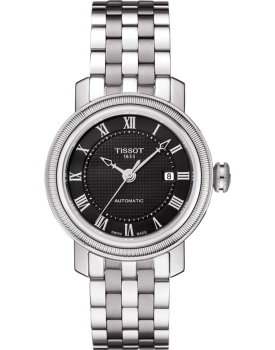 Tissot Tissot Bridgeport Automatic Lady T097.007.11.053.00 Bridgeport T0970071105300 механические женские часы черный циферблат, браслет  — вид спереди