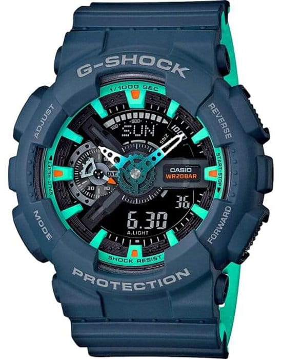 Casio Casio G-Shock GA-110CC-2A GA-110 GA-110CC-2A электронные мужские часы цветной циферблат, браслет пластик — вид спереди