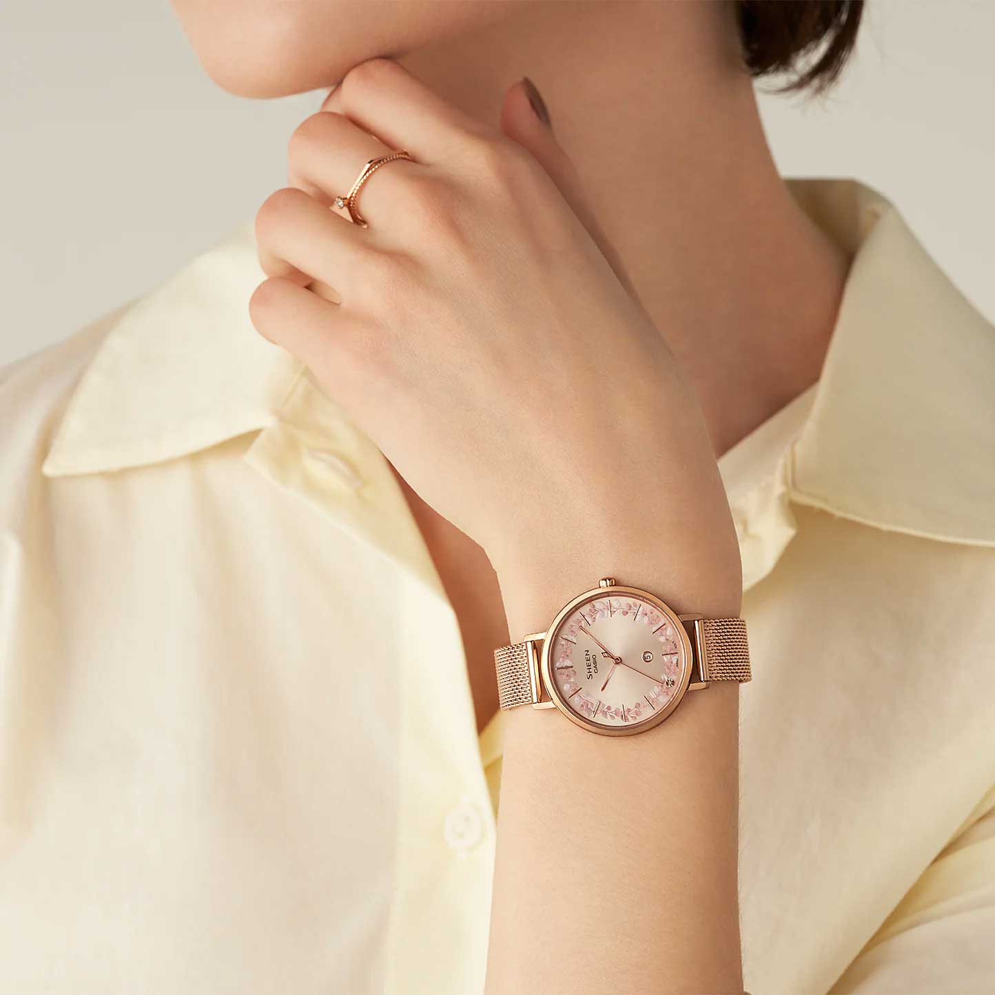 Casio Casio Sheen SHE-4539FPM-4A , наручные женские часы фото под углом