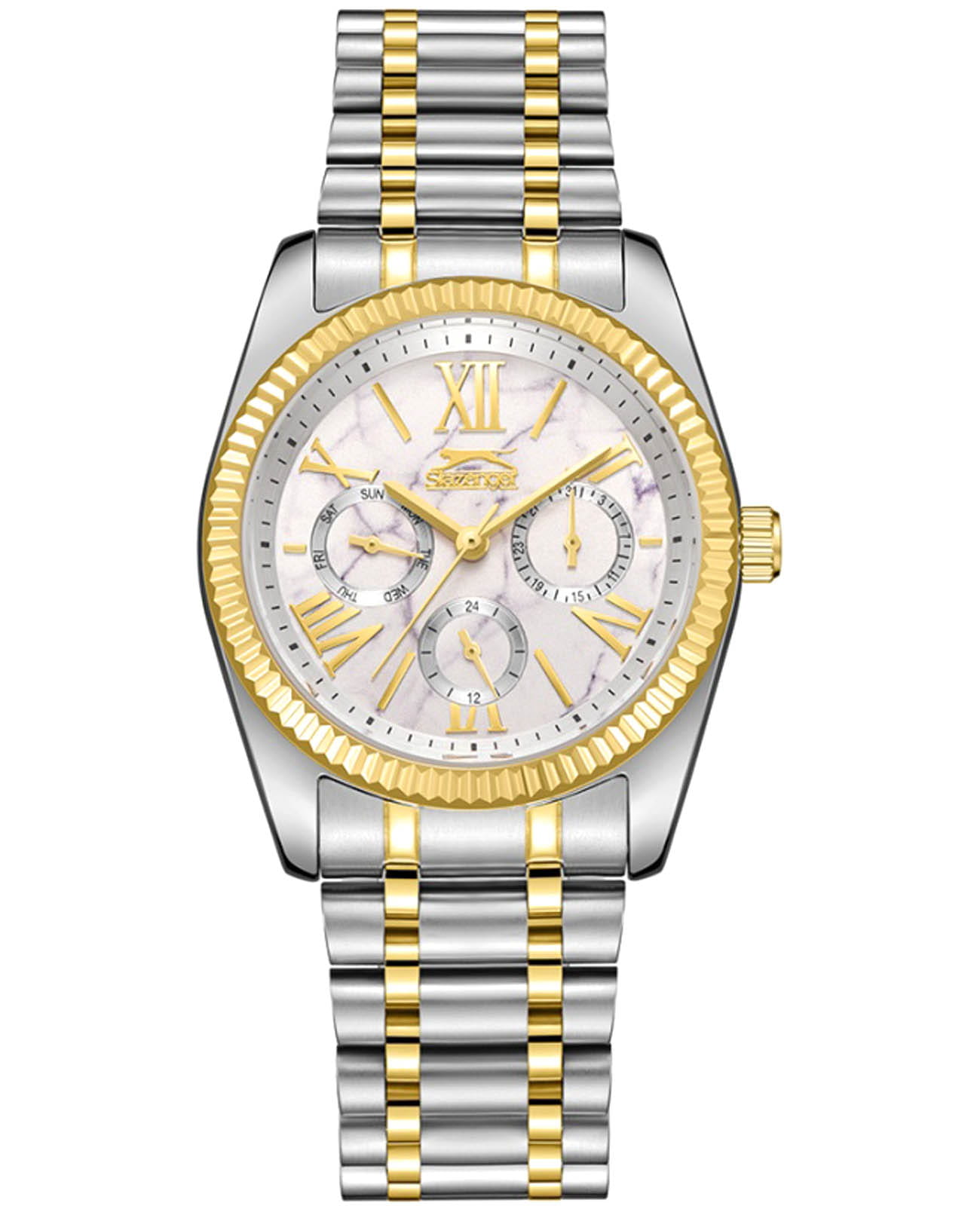 Slazenger Slazenger SL.09.2343.4.03  SL.09.2343.4.03 кварцевые женские часы белый циферблат, браслет суперметалл с ip покрытием — вид спереди