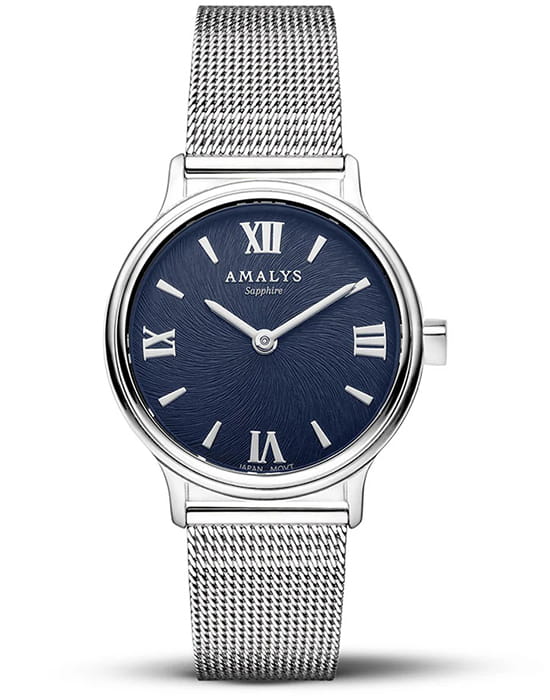 Amalys Amalys Watson AMW-166  AMW-166 кварцевые женские часы синий циферблат, браслет нержавеющая сталь — вид спереди