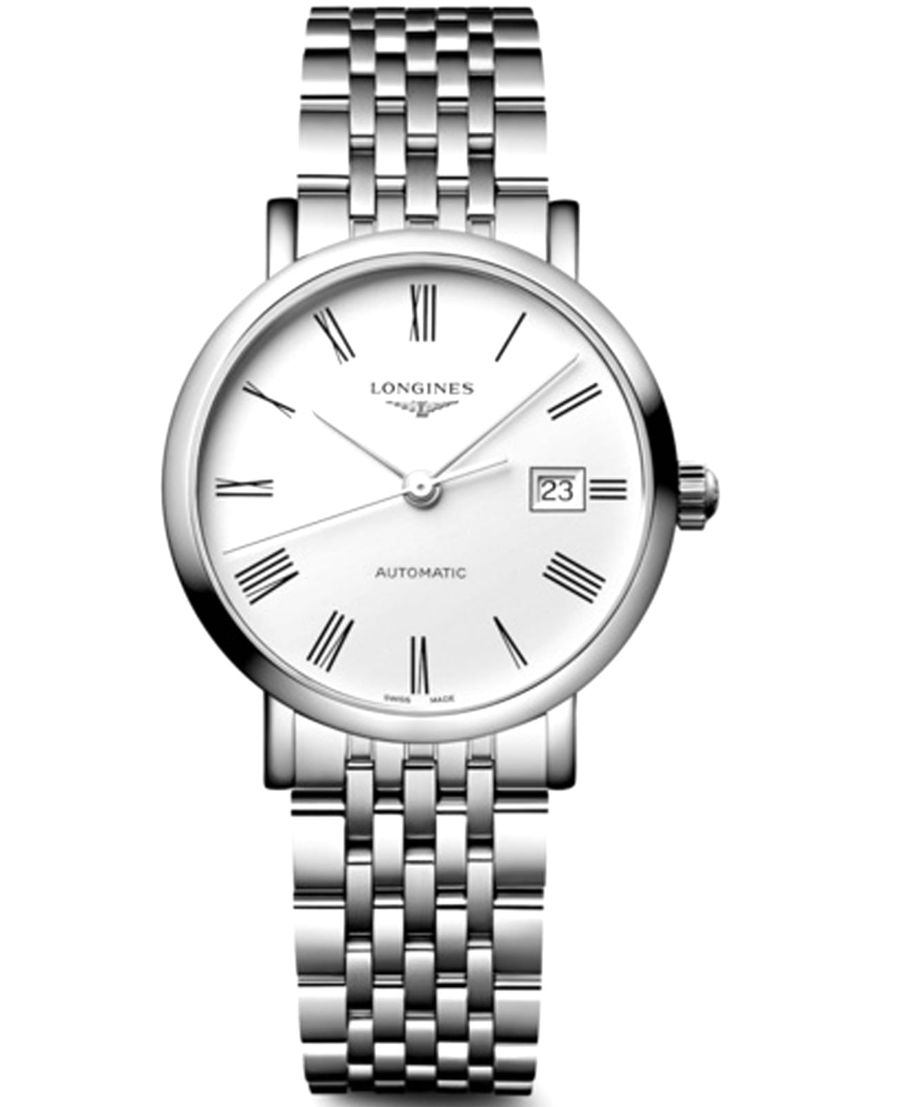 Longines Longines Elegance Elegant Collection L4.310.4.18.6  L43104186 механические женские часы белый циферблат, браслет нержавеющая сталь — вид спереди