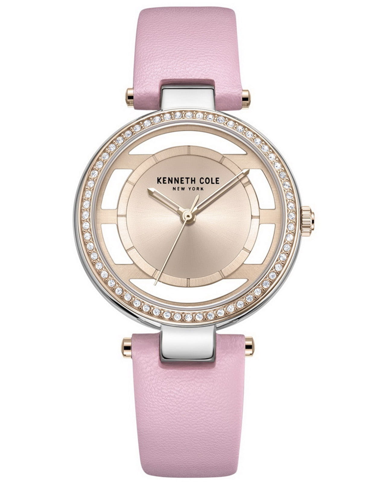 Kenneth Cole Kenneth Cole Transparency KCWLA2219801  KCWLA2219801 кварцевые женские часы золотой циферблат, браслет кожаный — вид спереди