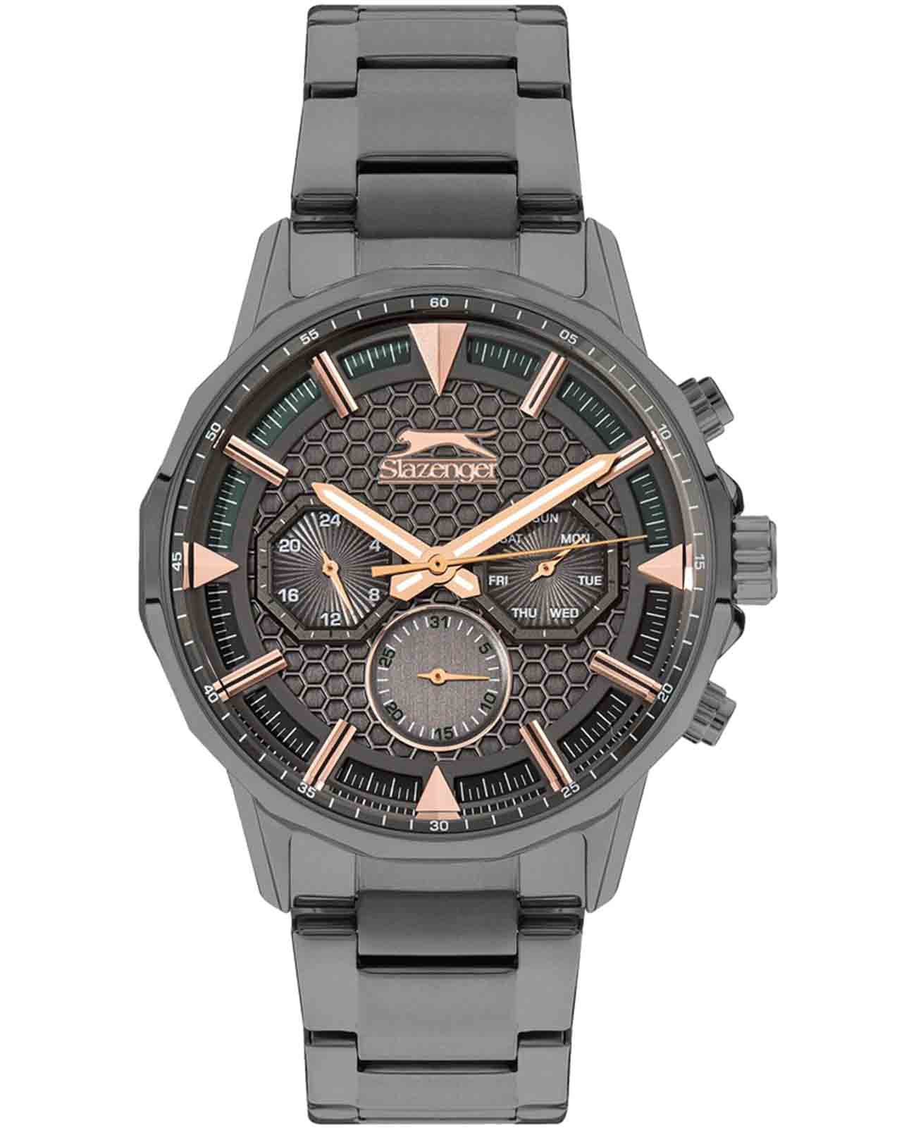 Slazenger Slazenger SL.09.2216.2.02  SL.09.2216.2.02 кварцевые мужские часы черный циферблат, браслет нержавеющая сталь с ip-покрытием — вид спереди