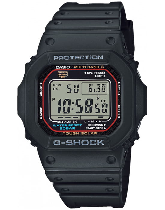 Casio Casio G-Shock GW-M5610U-1  GW-M5610U-1ER электронные мужские часы черный циферблат, браслет полимер — вид спереди