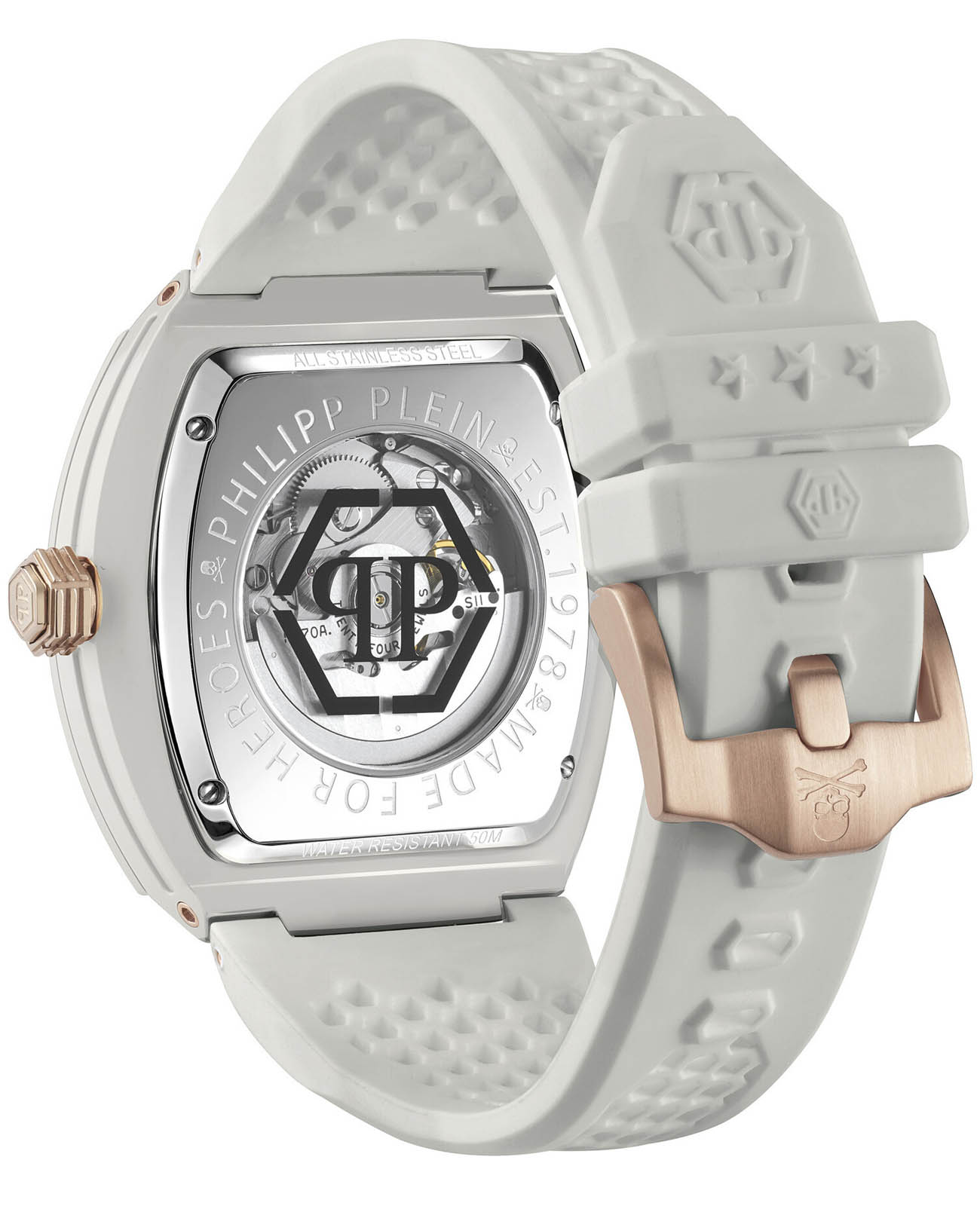 Philipp Plein Philipp Plein The Skeleton Ecoceramic PWVBA0123, the skeleton германия мужские часы на браслете силикон боковой вид