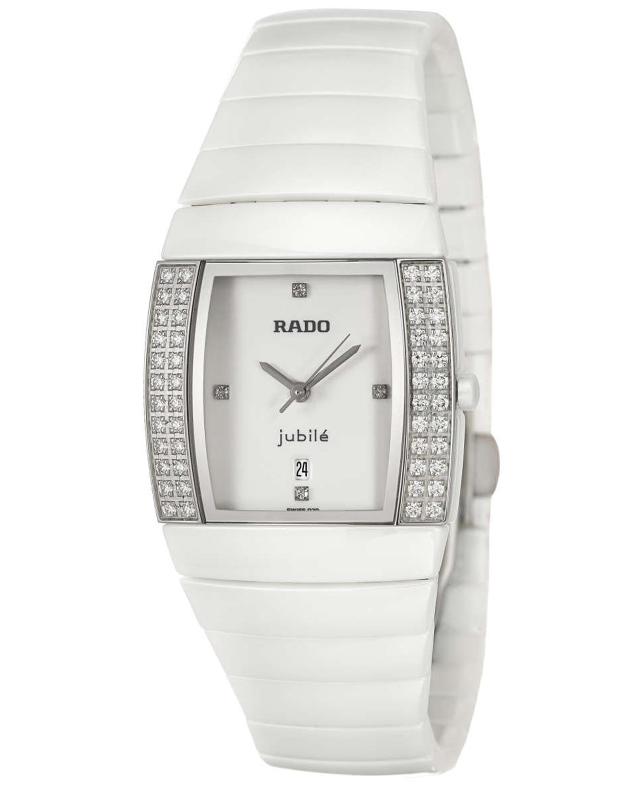Rado Rado Sintra R13830702  R13830702 кварцевые мужские часы белый циферблат, браслет керамика — вид спереди