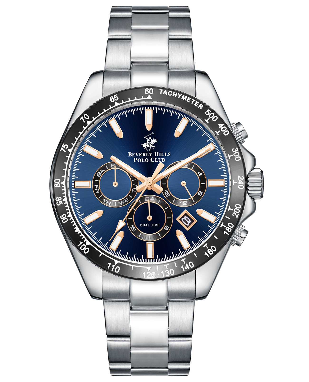Beverly Hills Polo Club Beverly Hills Polo Club BP3127X.391  BP3127X.391 кварцевые мужские часы синий циферблат, браслет нержавеющая сталь — вид спереди