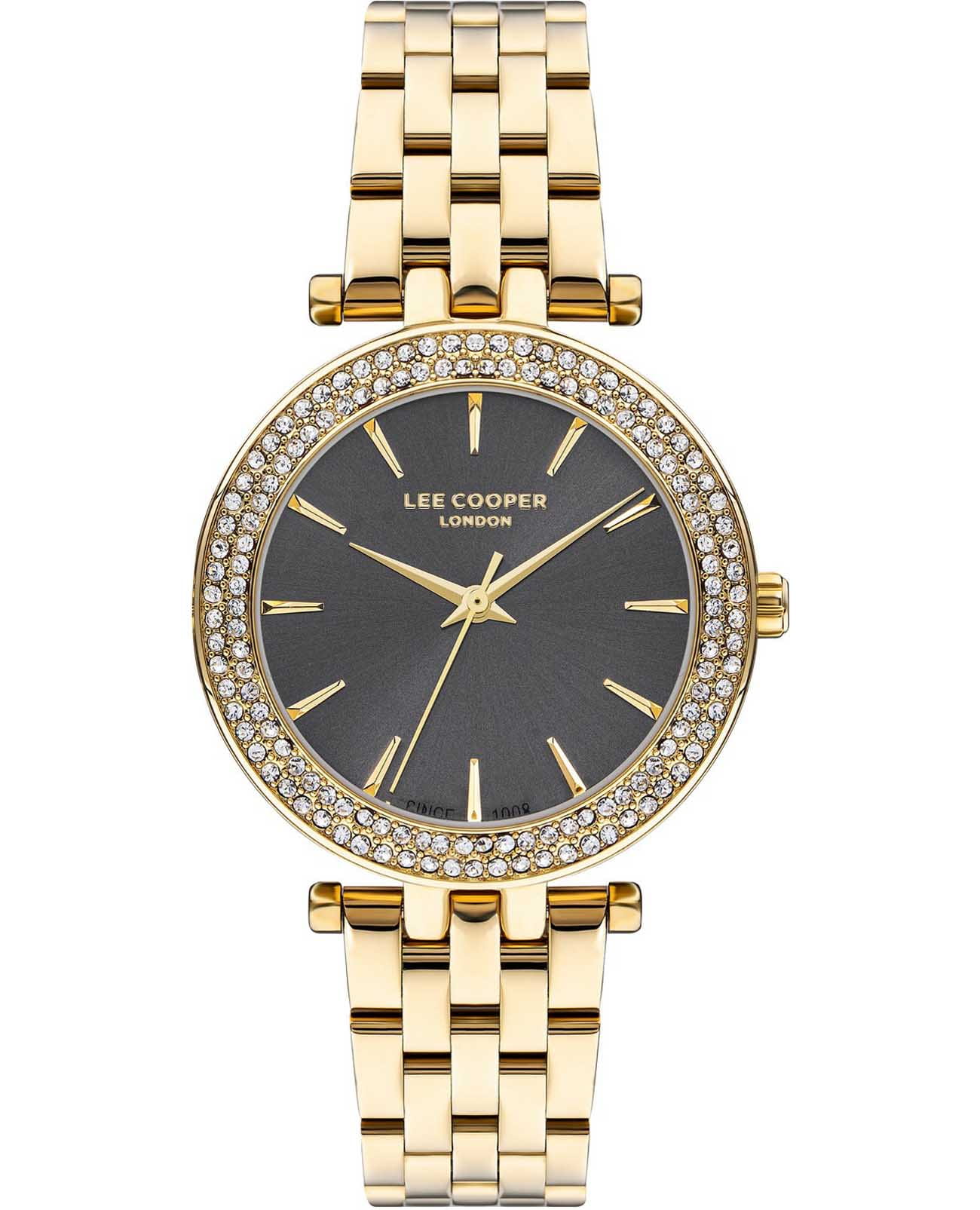 Lee Cooper Lee Cooper LC07864.160  LC07864.160 кварцевые женские часы черный циферблат, браслет нержавеющая сталь с ip-покрытием — вид спереди