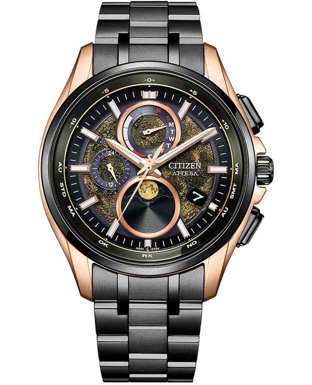 Citizen Citizen Attesa BY1009-64Y  BY1009-64Y кварцевые мужские часы черный циферблат, браслет титановый c dlc покрытием — вид спереди