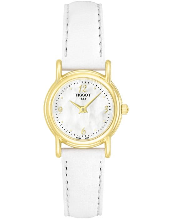 Tissot Tissot Carson 18K Gold T71.3.130.74 Carson T71313074 кварцевые женские часы белый циферблат, браслет кожаный — вид спереди