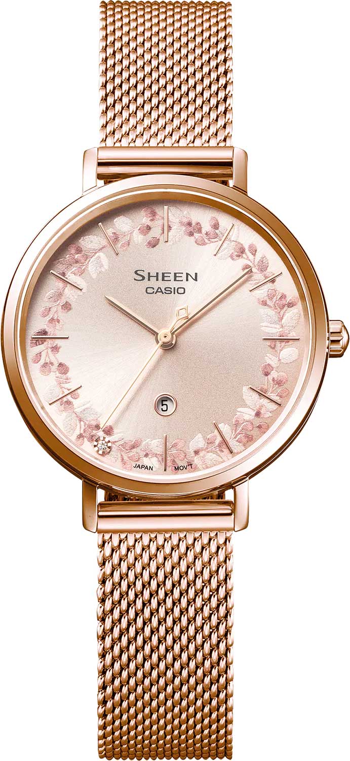 Casio Casio Sheen SHE-4539FPM-4A, sheen япония женские часы на браслете сталь с ip покрытием боковой вид