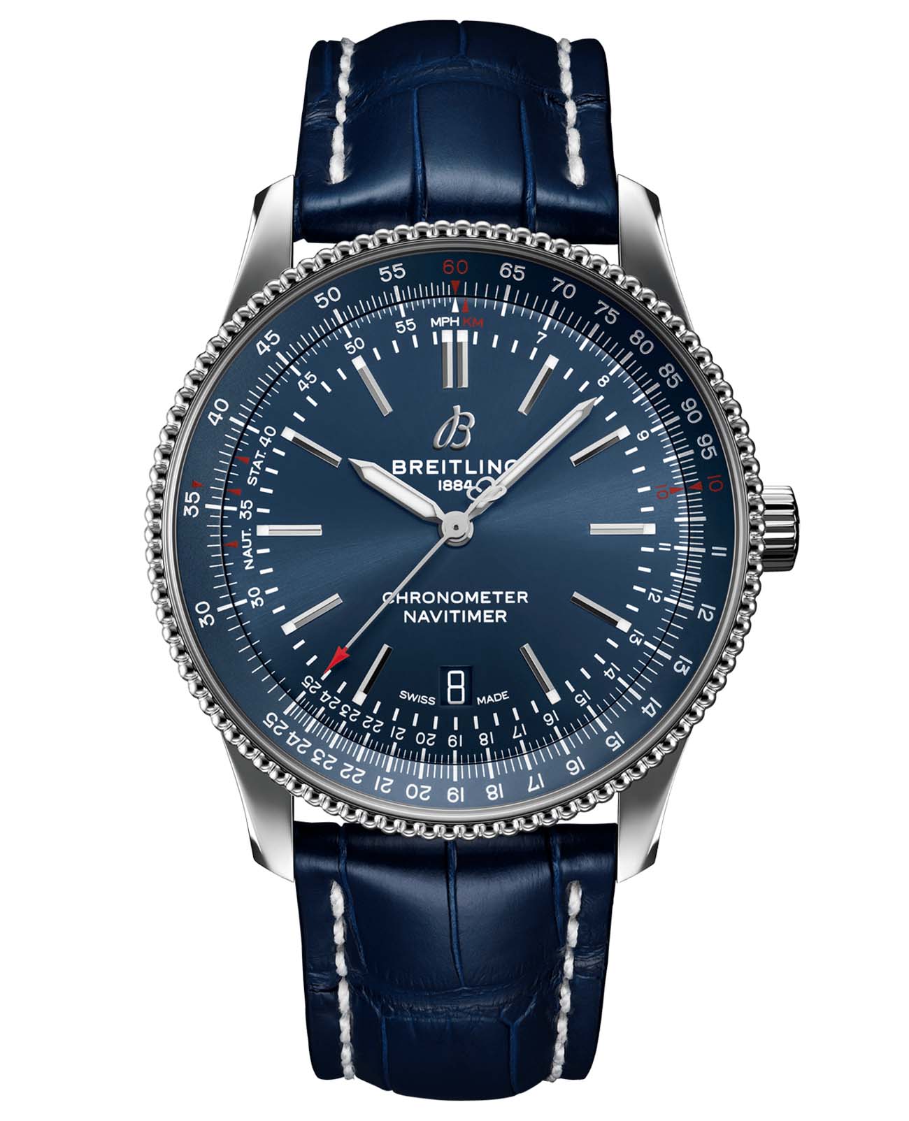 Breitling Breitling Navitimer Automatic 41 A17326161C1P4  A17326161C1P4 механические мужские часы синий циферблат, браслет кожаный — вид спереди