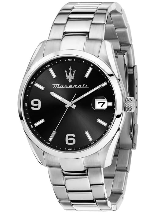 Maserati Maserati Attrazione R8853151007  R8853151007 кварцевые мужские часы черный циферблат, браслет нержавеющая сталь — вид спереди