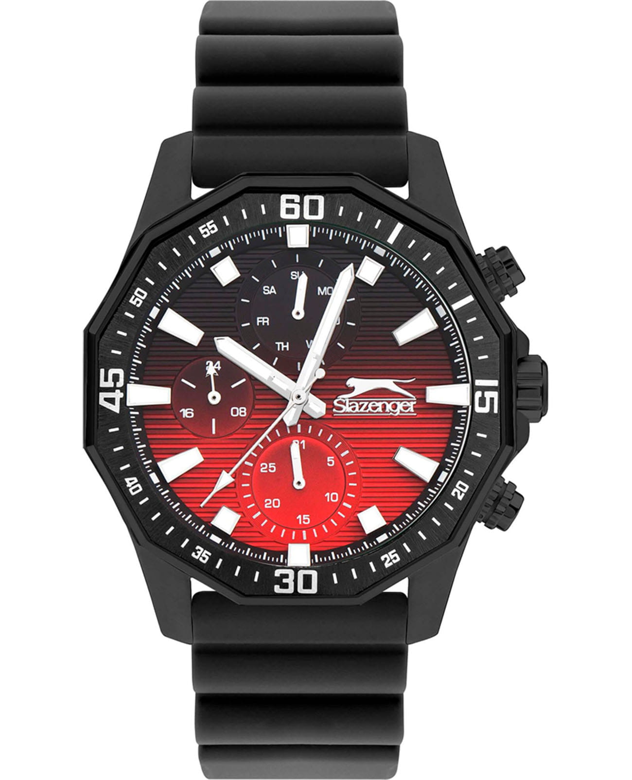 Slazenger Slazenger SL.09.2298.2.08  SL.09.2298.2.08 кварцевые мужские часы бордовый циферблат, браслет силикон — вид спереди