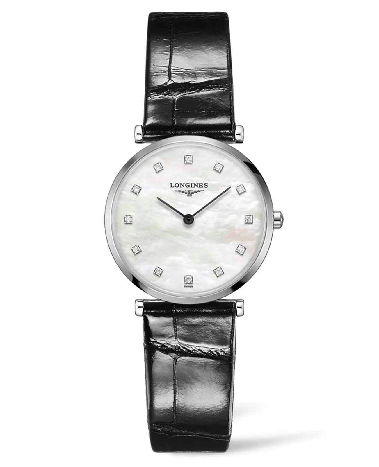 Longines Longines La Grande Classique L4.512.4.87.2  L45124872 кварцевые женские часы перламутровый циферблат, браслет кожаный — вид спереди