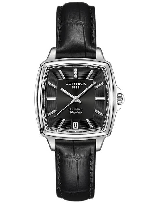 Certina Certina DS Prime C028.310.16.056.00  C0283101605600 кварцевые женские часы черный циферблат, браслет кожаный — вид спереди