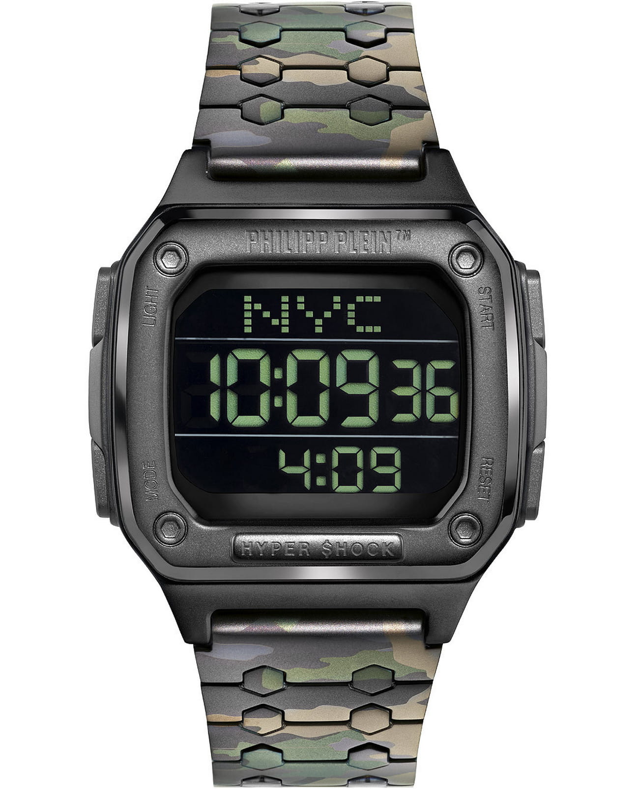 Philipp Plein Philipp Plein Hyper Shock PWHAA0921  PWHAA0921 кварцевые мужские часы черный циферблат, браслет нержавеющая сталь — вид спереди