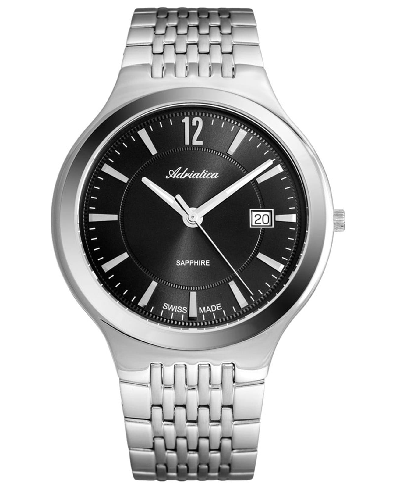 Adriatica Adriatica Premiere A8296.5156Q  A8296.5156Q кварцевые мужские часы черный циферблат, браслет нержавеющая сталь — вид спереди