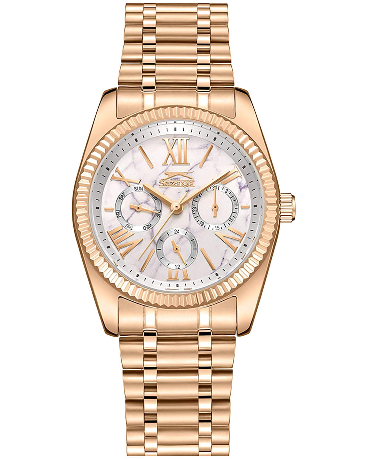 Slazenger Slazenger SL.09.2343.4.04  SL.09.2343.4.04 кварцевые женские часы белый циферблат, браслет суперметалл с ip покрытием — вид спереди