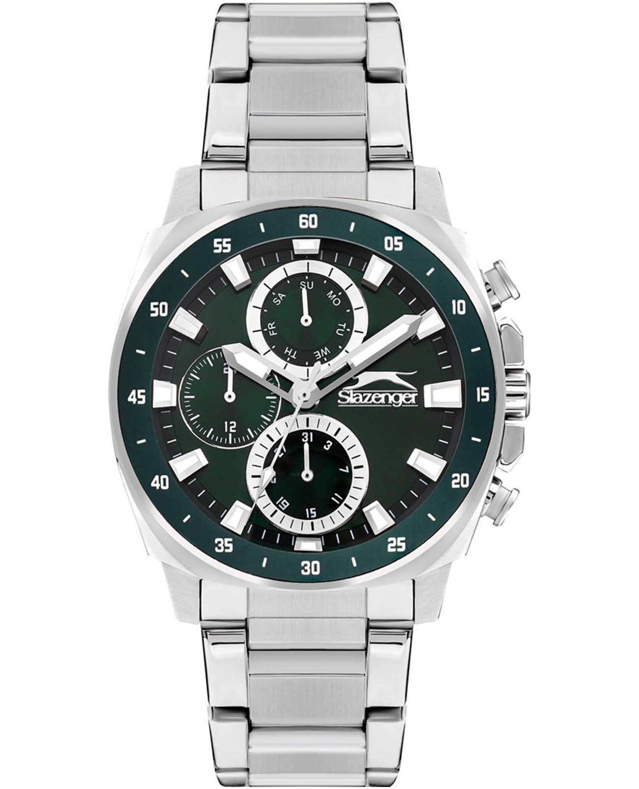 Slazenger Slazenger SL.09.2292.2.03  SL.09.2292.2.03 кварцевые мужские часы зеленый циферблат, браслет нержавеющая сталь — вид спереди