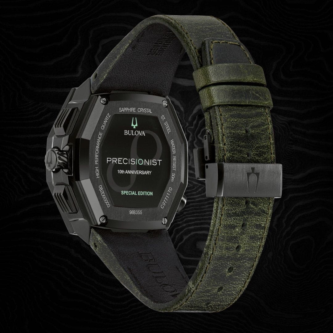 Bulova Bulova Precisionist 98B355,  сша мужские часы на браслете кожаный боковой вид