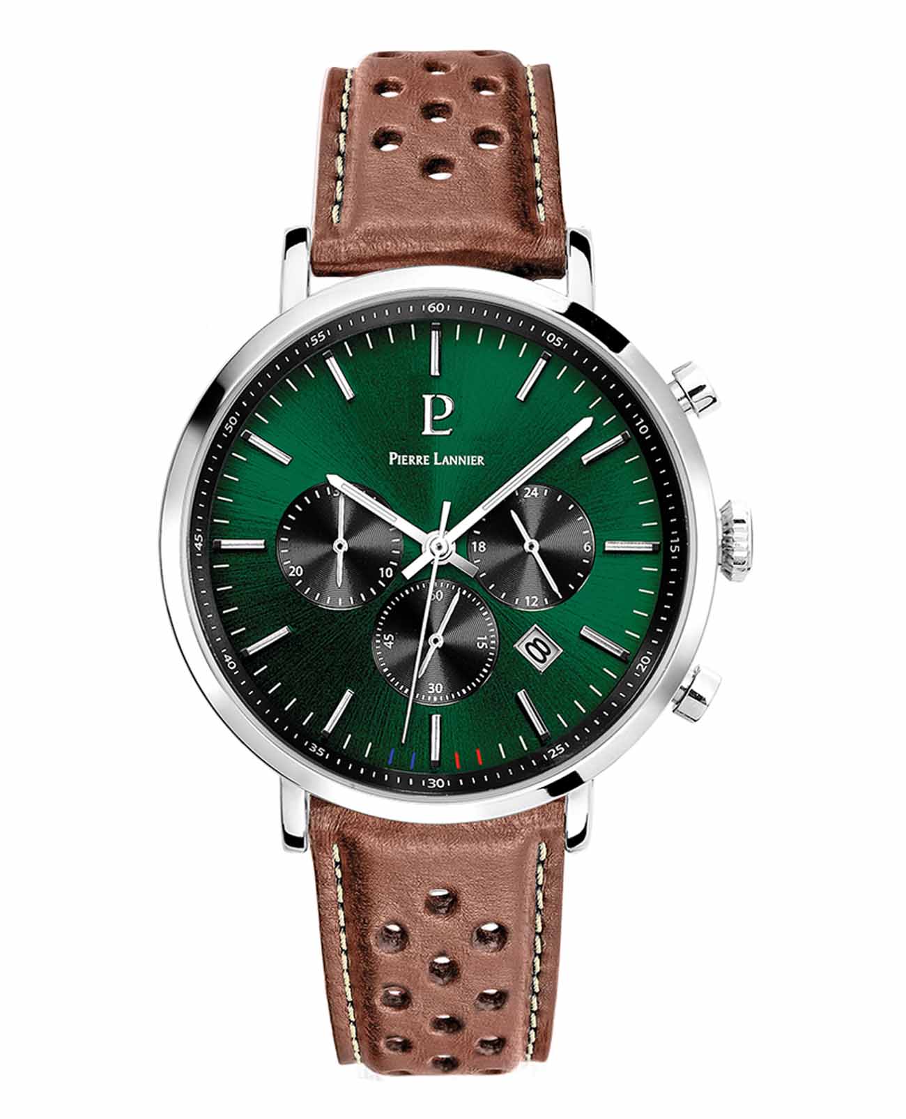 Pierre Lannier Pierre Lannier Baron 219G164  219G164 кварцевые мужские часы зеленый циферблат, браслет кожаный — вид спереди