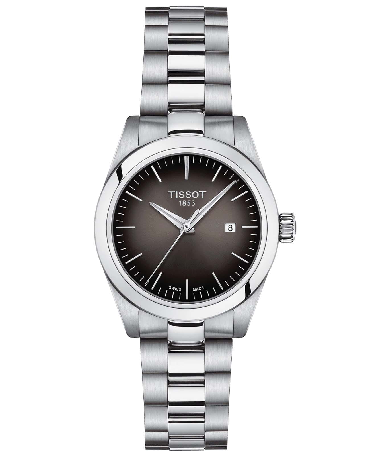 Tissot Tissot T-My Lady T132.010.11.061.00 T My Lady T1320101106100 кварцевые женские часы антрацитовый циферблат, браслет нержавеющая сталь — вид спереди